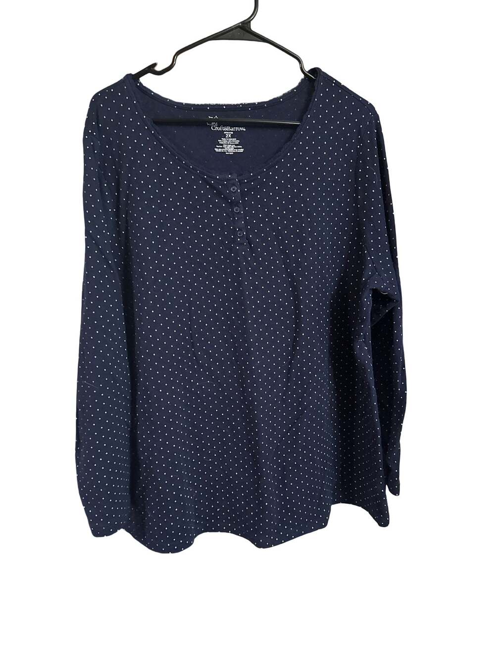 Croft & Barrow Intimates Polka Dot Henley Long Sleeve Top & Pants